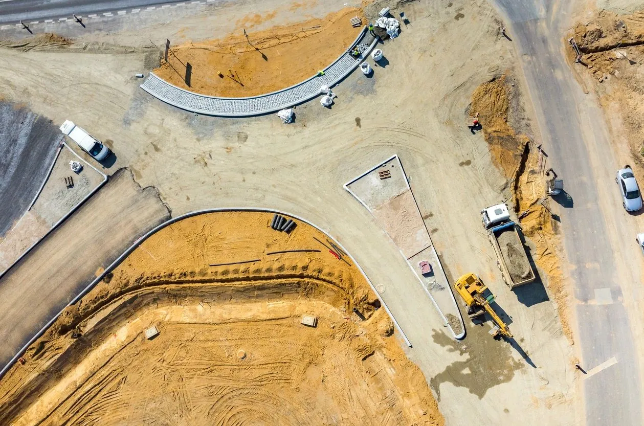 Aerial view of construction work
