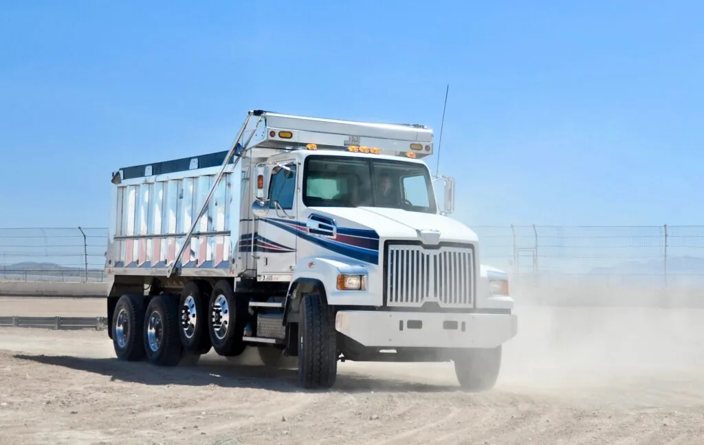 Dump truck at a work site