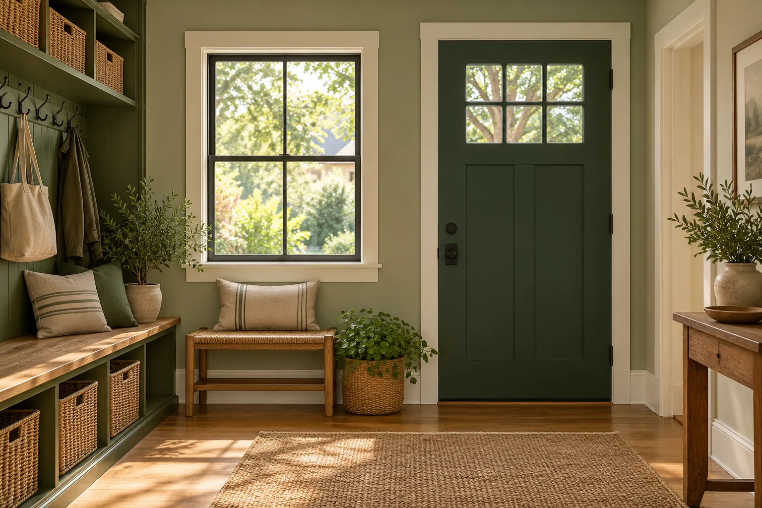Home entry with a bench and storage