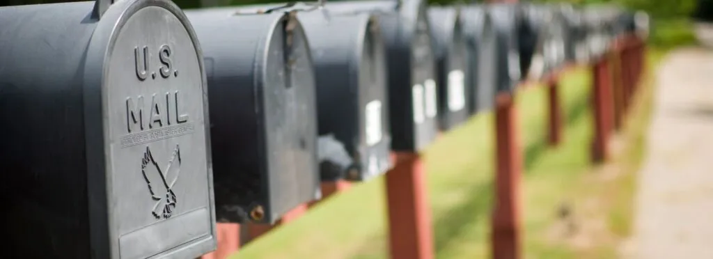Row of curbside mailboxes