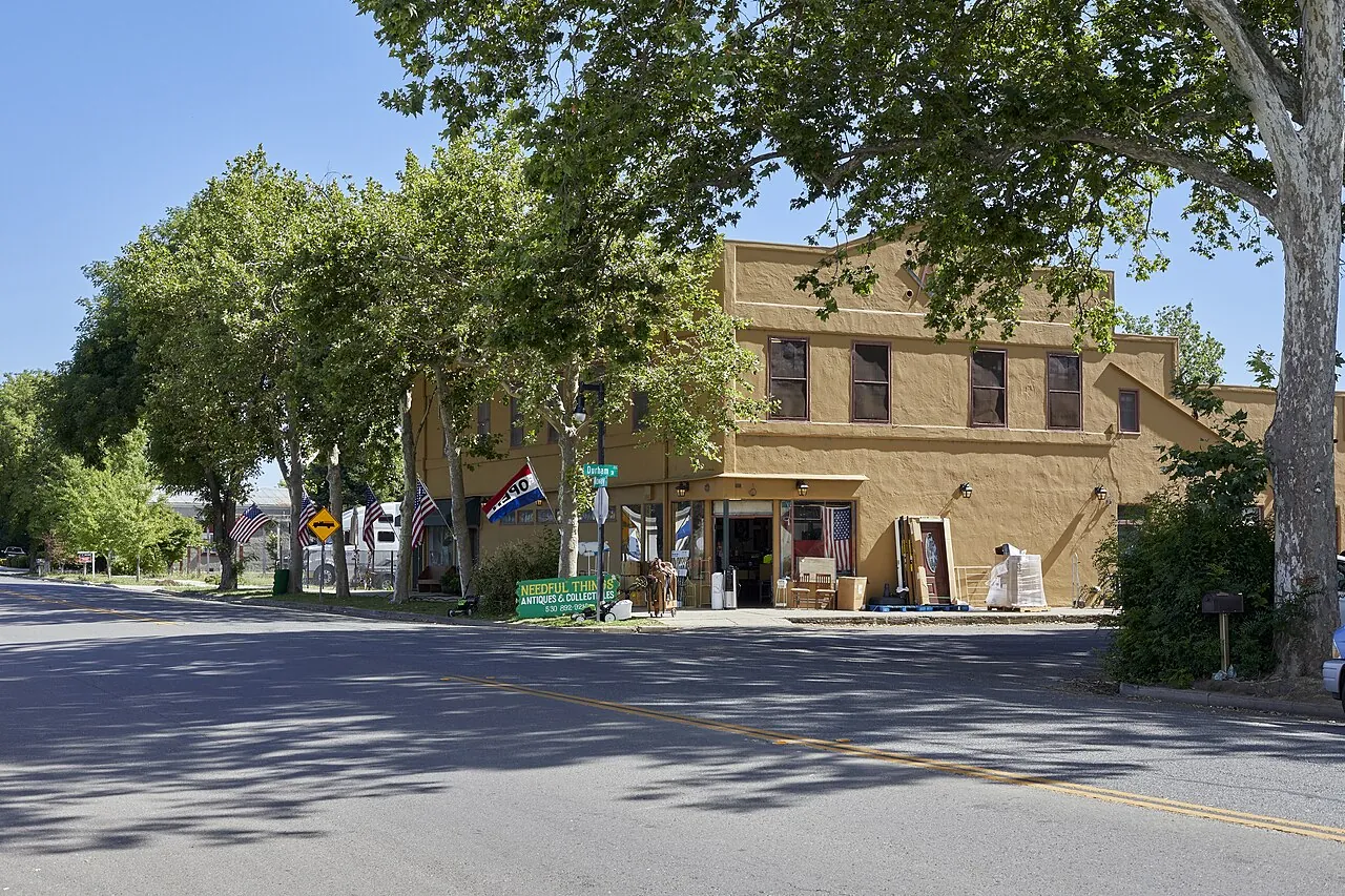 Building at the corner of Durham Street and Midway in Durham, California