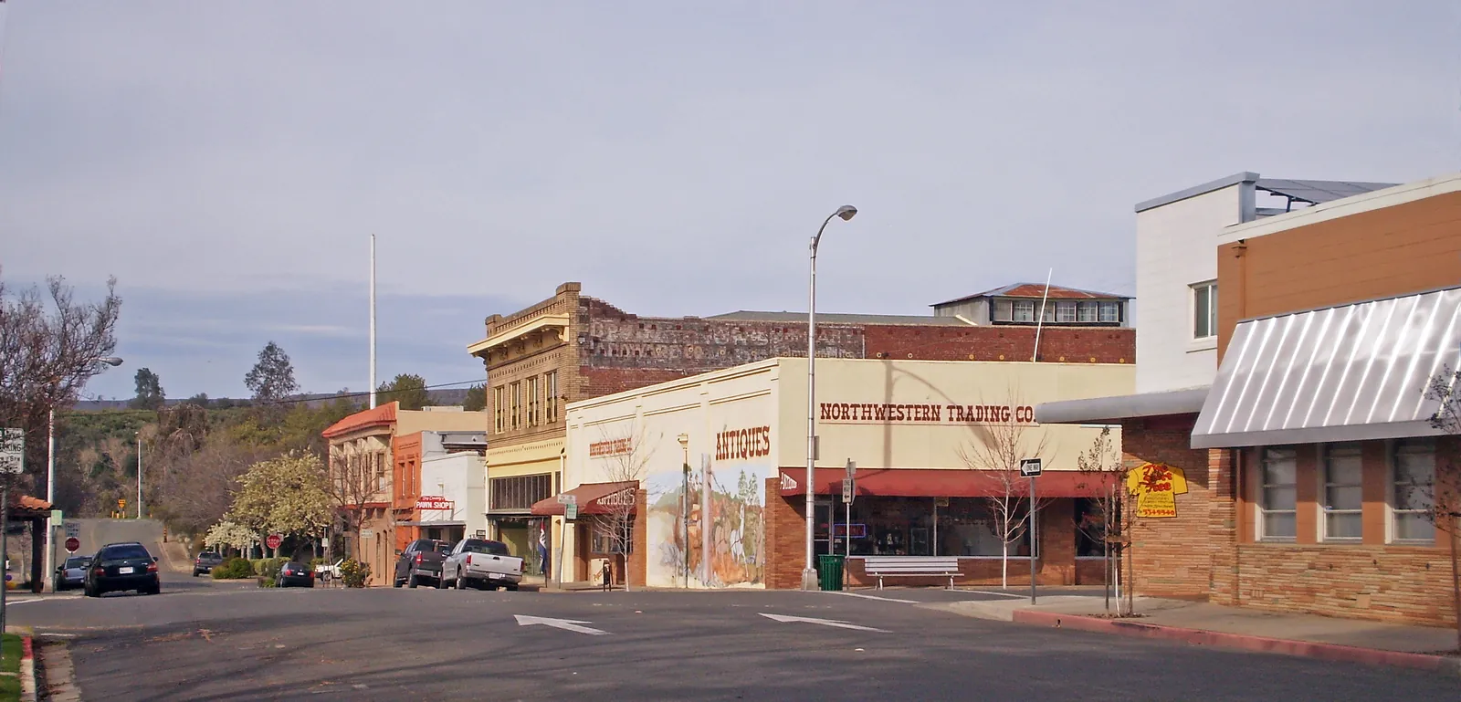 Historic storefronts in downtown Oroville, California